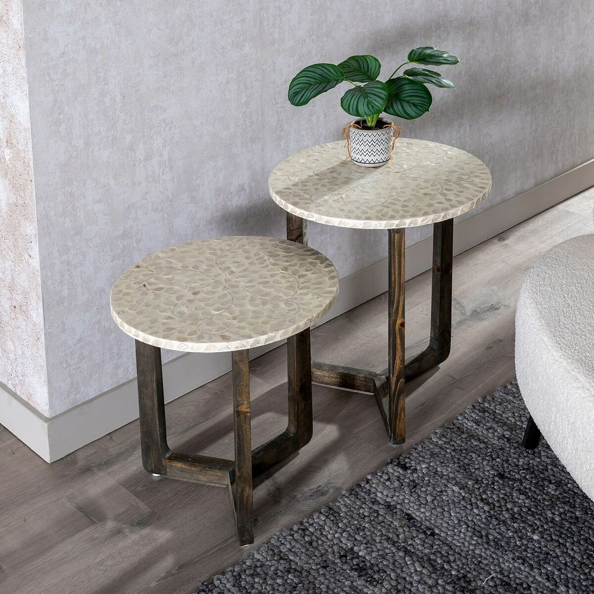 Sidebord Beige Brun Perlemor 40 x 40 x 45 cm Tre MDF